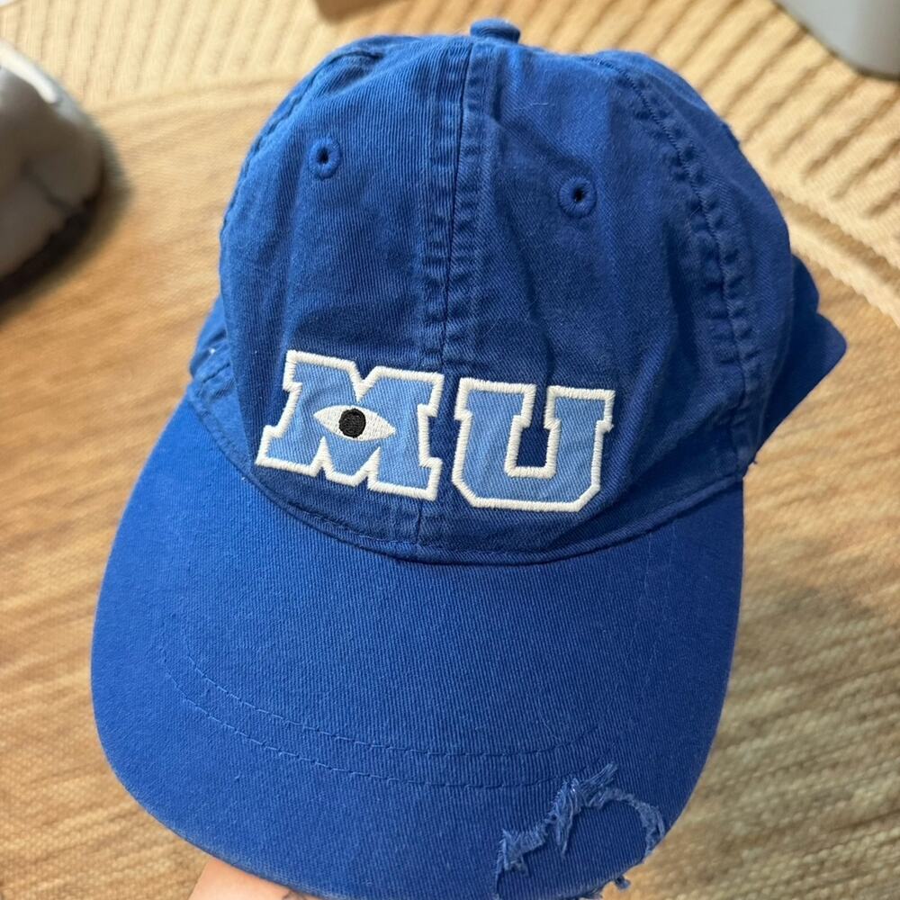 Disney Parks Monsters University MU Distressed Baseball Hat Cap Adult Blue Pixar